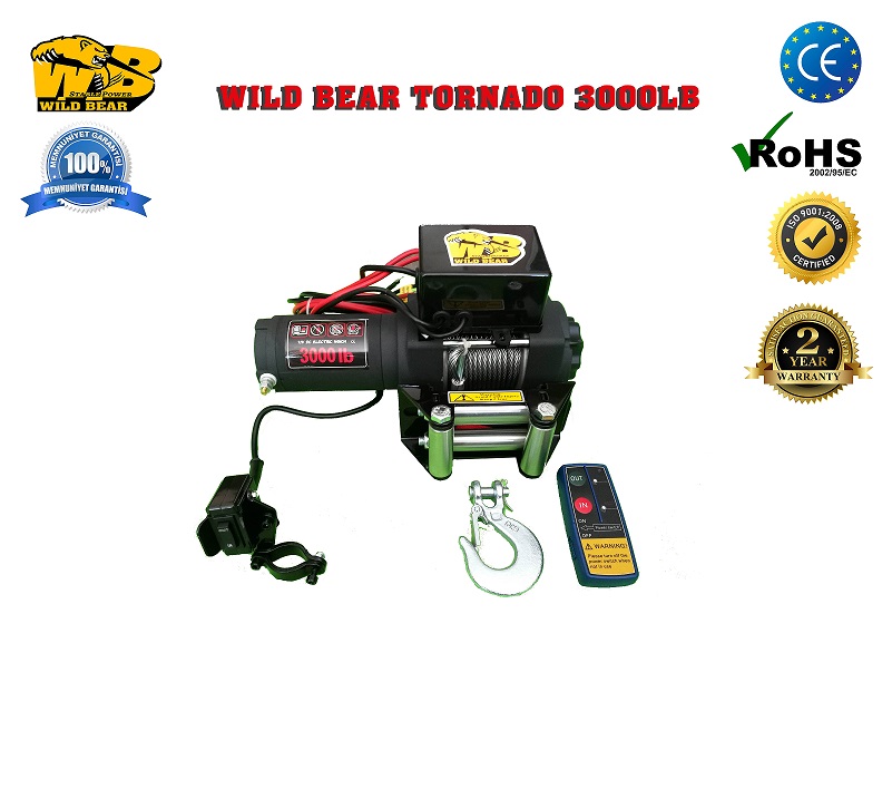 Wild Bear Tornado 3000lb Tekne-Atv-Utv Offroad Vinç Uzaktan Kumandalı