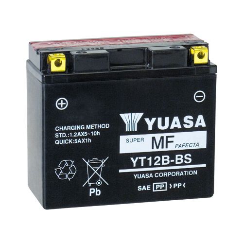Yamaha XVS650 V-Star (Tümü) Yuasa YT12B-BS 12V10 AH Bakımsız Motosiklet ve ATV Aküsü