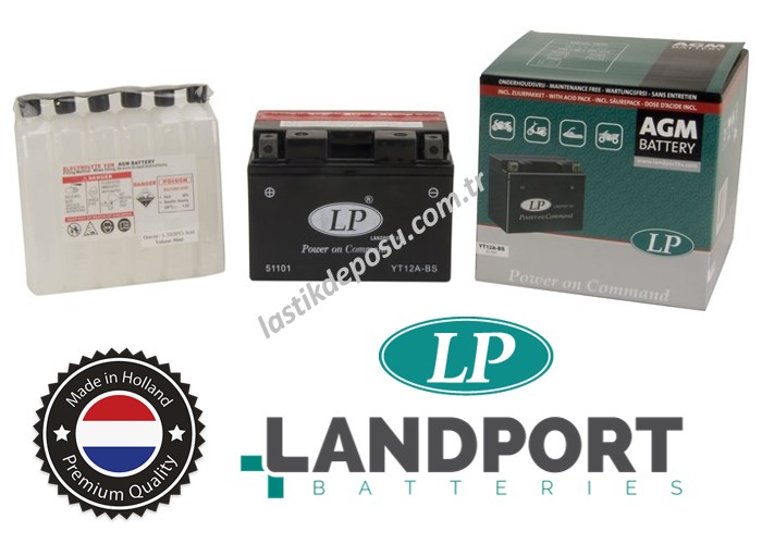 LP YT12A-BS 12V11AH Bakımsız AGM Motosiklet Aküsü