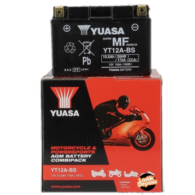 Yuasa YT12A-BS 12V10 AH Bakımsız Motosiklet ve ATV Aküsü