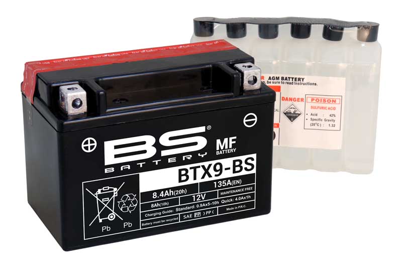 BS BATTERY BTX9-BS 12V8AH Bakımsız Motosiklet Aküsü