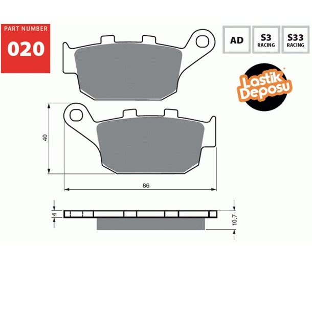 Honda NX 650 J/K Dominator 1988-1996 Arka Fren Balatası Gold Fren S3-020