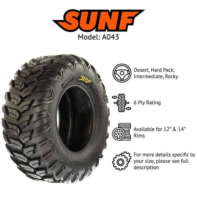 SunF Set 25x8R12 ve 25x10R12 A043 All Trail 6Kat Atv Lastik Takımı Ön-Arka
